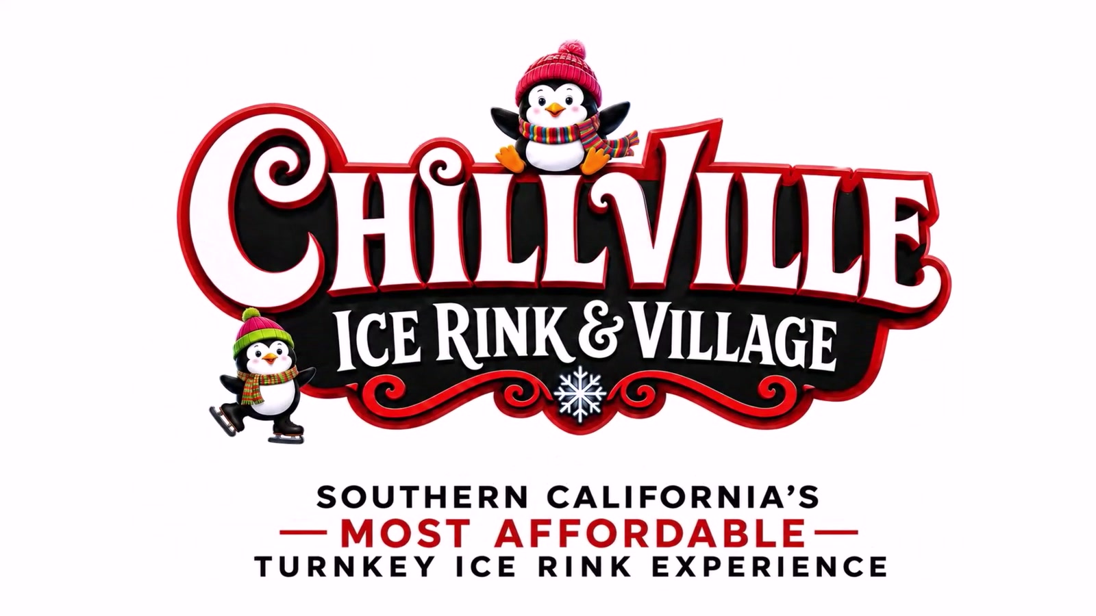 A family skating together on the Chillville mobile holiday ice rink
